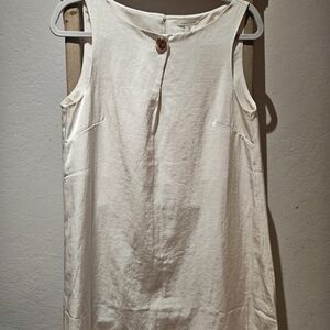 H&M Chic Cream Linen Blend Sleeveless Dress